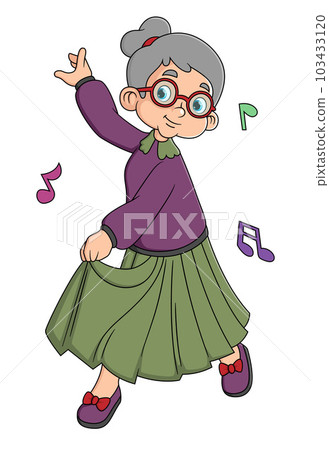 Senior woman dancing, wearing elegant evening dress. Happy old lady dances Senior woman dancing, wearing elegant evening dress. Happy old lady dances 103433120