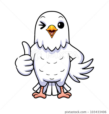 Cute white love bird cartoon giving thumb up Cute white love bird cartoon giving thumb up 103433406
