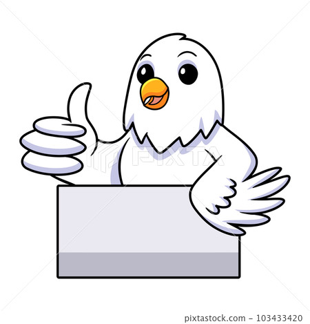 Cute white love bird cartoon giving thumb up Cute white love bird cartoon giving thumb up 103433420