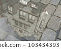 Estonia Tallinn Building reflected in a puddle Estonia Tallinn Building reflected in a puddle 103434393