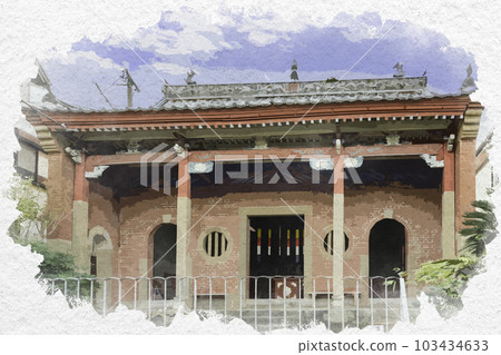 水彩風格的長崎東人屋敷遺跡 天后堂 長崎縣長崎市 103434633