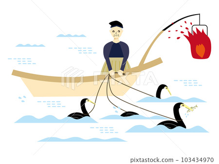 Cormorant fishing, cormorant fisher, face 103434970