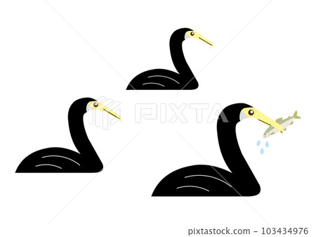 一組鸕鶿嘴裡有和沒有香魚 一組鸕鶿嘴裡有和沒有香魚 103434976