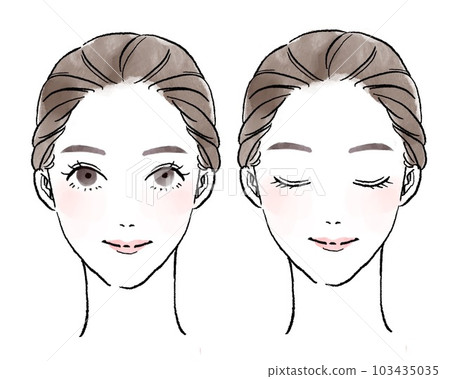 Front face woman with natural makeup 103435035