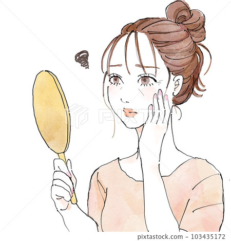 Illustration of a woman suffering from wrinkles 103435172