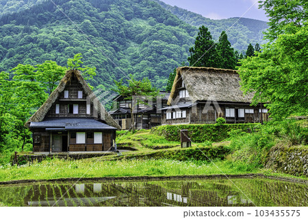 Toyama Prefecture, Gokayama, Ainokura Gassho-style Village, Gassho-style houses, World Heritage Site Toyama Prefecture, Gokayama, Ainokura Gassho-style Village, Gassho-style houses, World Heritage Site 103435575