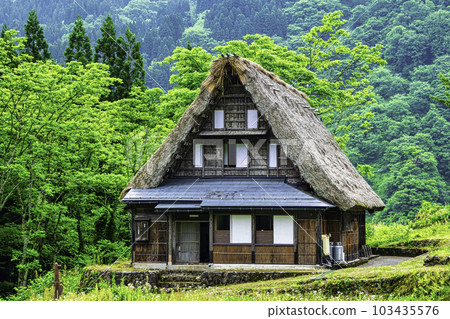 Toyama Prefecture, Gokayama, Ainokura Gassho-style Village, Gassho-style houses, World Heritage Site Toyama Prefecture, Gokayama, Ainokura Gassho-style Village, Gassho-style houses, World Heritage Site 103435576