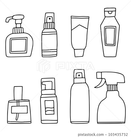 Various cosmetics and household goods-like containers / line drawings Various cosmetics and household goods-like containers / line drawings 103435732