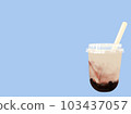 tapioca milk tea blue background 103437057