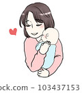 Mother lovingly hugging her baby 103437153