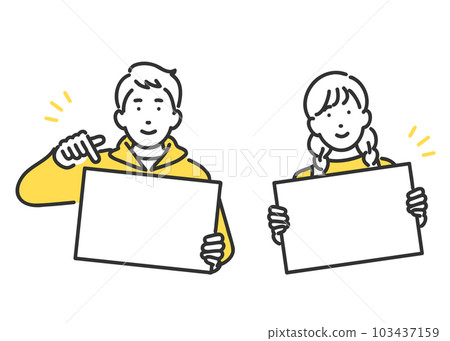 Image illustration material of a boy and a girl with a flip 103437159