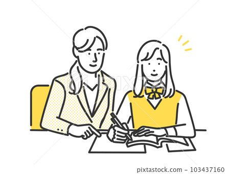 Image illustration material of a female student studying in tutoring Image illustration material of a female student studying in tutoring 103437160