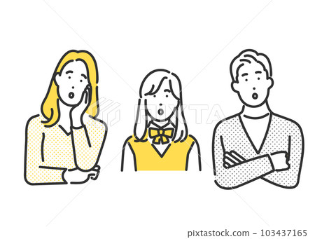 Image illustration material of parent and child / young family listening to explanation 103437165