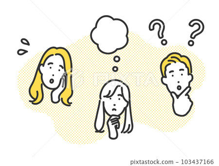 Image illustration material of parent and child / young family with an uneasy expression Image illustration material of parent and child / young family with an uneasy expression 103437166