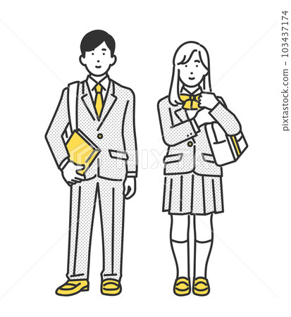 Full-body image illustration material of male and female students 103437174