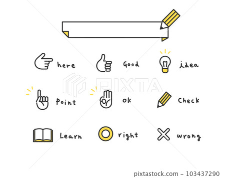 Hand-drawn and casual touch learning icon set 103437290