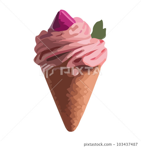Ice cream in bright cartoon style. Icecream vector in nice colors 3d. 103437487