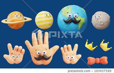 Cute plasticine texture element set 103437589