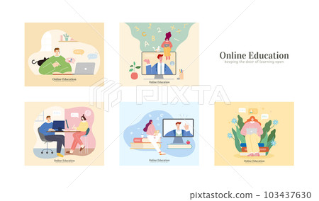 Online education element set Online education element set 103437630