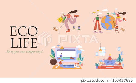 Flat style eco friendly life set 103437686