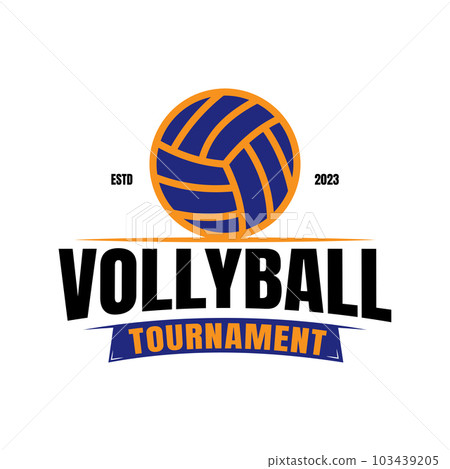 Sport volleyball club logo, volleyball club. Tournament volleyball club emblem, design template on white background Sport volleyball club logo, volleyball club. Tournament volleyball club emblem, design template on white background 103439205