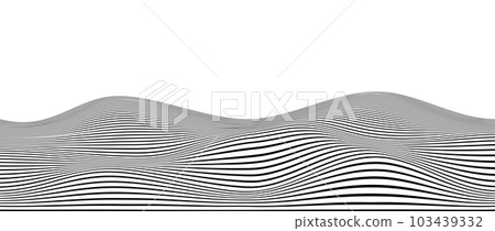 Wavy black stripes background. Curve thin lines pattern. Abstract contour texture. Landscape terrain concept. Vector wallpaper. 103439332