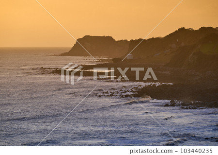 Landscape oriented photo of sunset at the Ventnor coast on the Isle of Wight Landscape oriented photo of sunset at the Ventnor coast on the Isle of Wight 103440235
