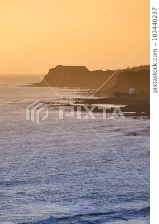 Portrait oriented photo of sunset at the Ventnor coast on the Isle of Wight Portrait oriented photo of sunset at the Ventnor coast on the Isle of Wight 103440237