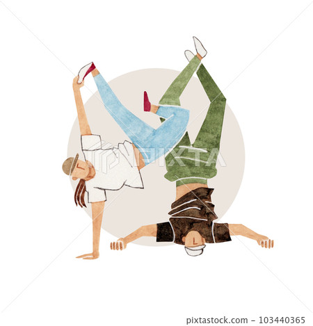 霹靂舞人水彩插圖 霹靂舞人水彩插圖 103440365