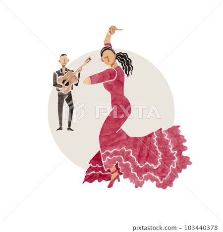 弗拉門戈舞人水彩插圖 弗拉門戈舞人水彩插圖 103440378