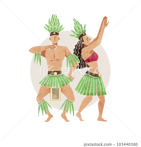 Tahitian dance dance person watercolor illustration Tahitian dance dance person watercolor illustration 103440380