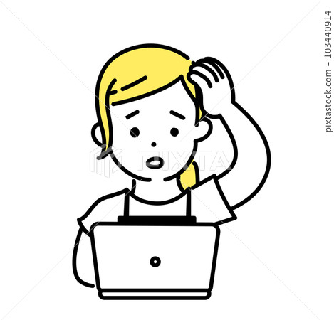 Illustration series of cute people _ Female clerk _ worried 103440914