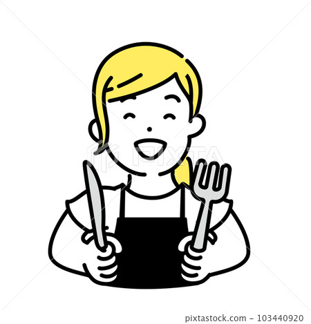 Illustration series of cute people _ female clerk _ eating Illustration series of cute people _ female clerk _ eating 103440920