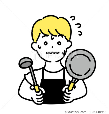 Illustration series of cute people _ male clerk _ cooking Illustration series of cute people _ male clerk _ cooking 103440958