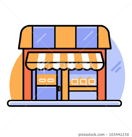 shop front in flat line art style 103442238