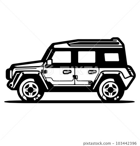 SUV car in flat line art style 103442396