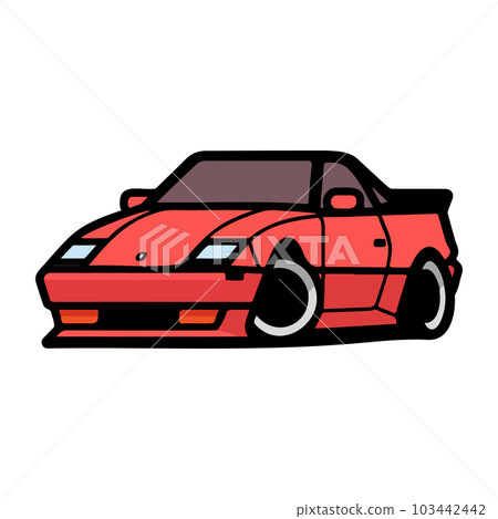 sports car in flat line art style 103442442