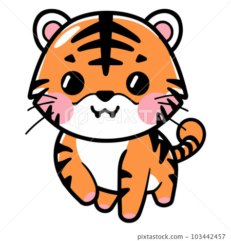 Hand Drawn cute tiger in doodle style 103442457