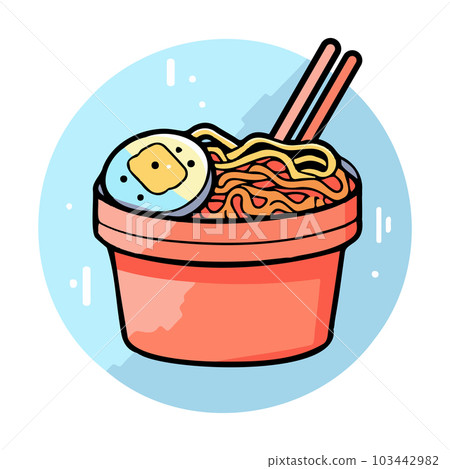 Hand Drawn instant noodles in doodle style Hand Drawn instant noodles in doodle style 103442982
