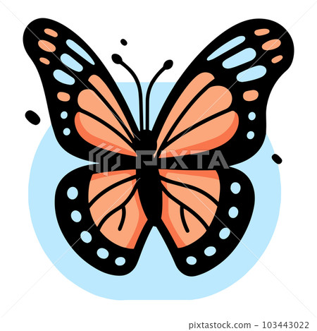 Hand Drawn butterfly in doodle style Hand Drawn butterfly in doodle style 103443022
