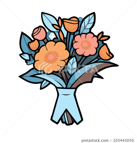 Hand Drawn flower bouquet in doodle style 103443050