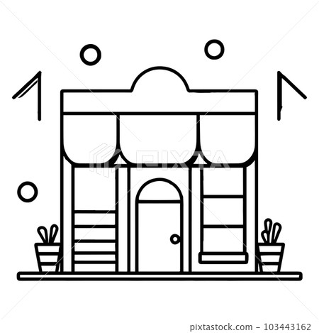 shop front in flat line art style 103443162