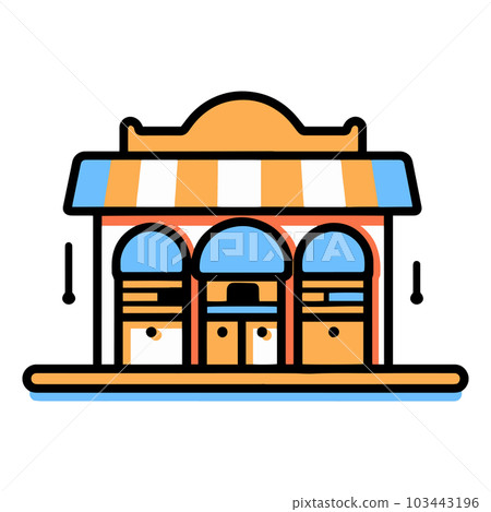 shop front in flat line art style shop front in flat line art style 103443196