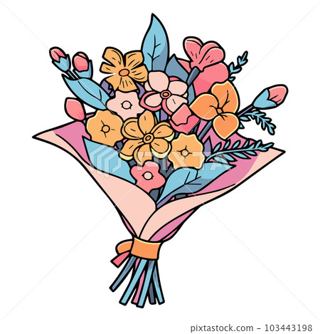 Hand Drawn flower bouquet in doodle style Hand Drawn flower bouquet in doodle style 103443198