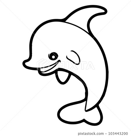 Hand Drawn cute dolphin in doodle style 103443200