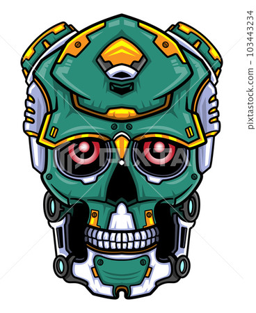 Green Skull head robot mascot character Green Skull head robot mascot character 103443234