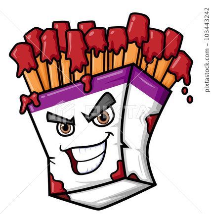 Monster french fries cartoon mascot character 103443242