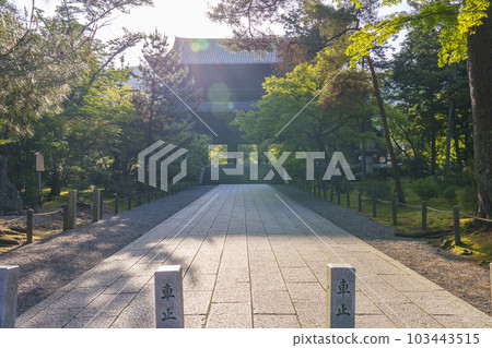 Kyoto, Nanzenji Sanmon Gate in the early morning, the season of fresh greenery Kyoto, Nanzenji Sanmon Gate in the early morning, the season of fresh greenery 103443515