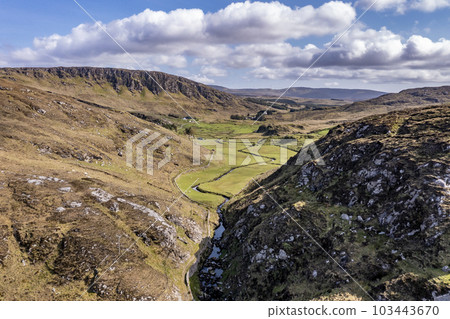 The beautiful area of Meentashask above the Assaranca waterfall in County Donegal, Ireland The beautiful area of Meentashask above the Assaranca waterfall in County Donegal, Ireland 103443670