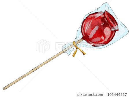 Illustration of an apple candy with an upward bag (watercolor style) Illustration of an apple candy with an upward bag (watercolor style) 103444237